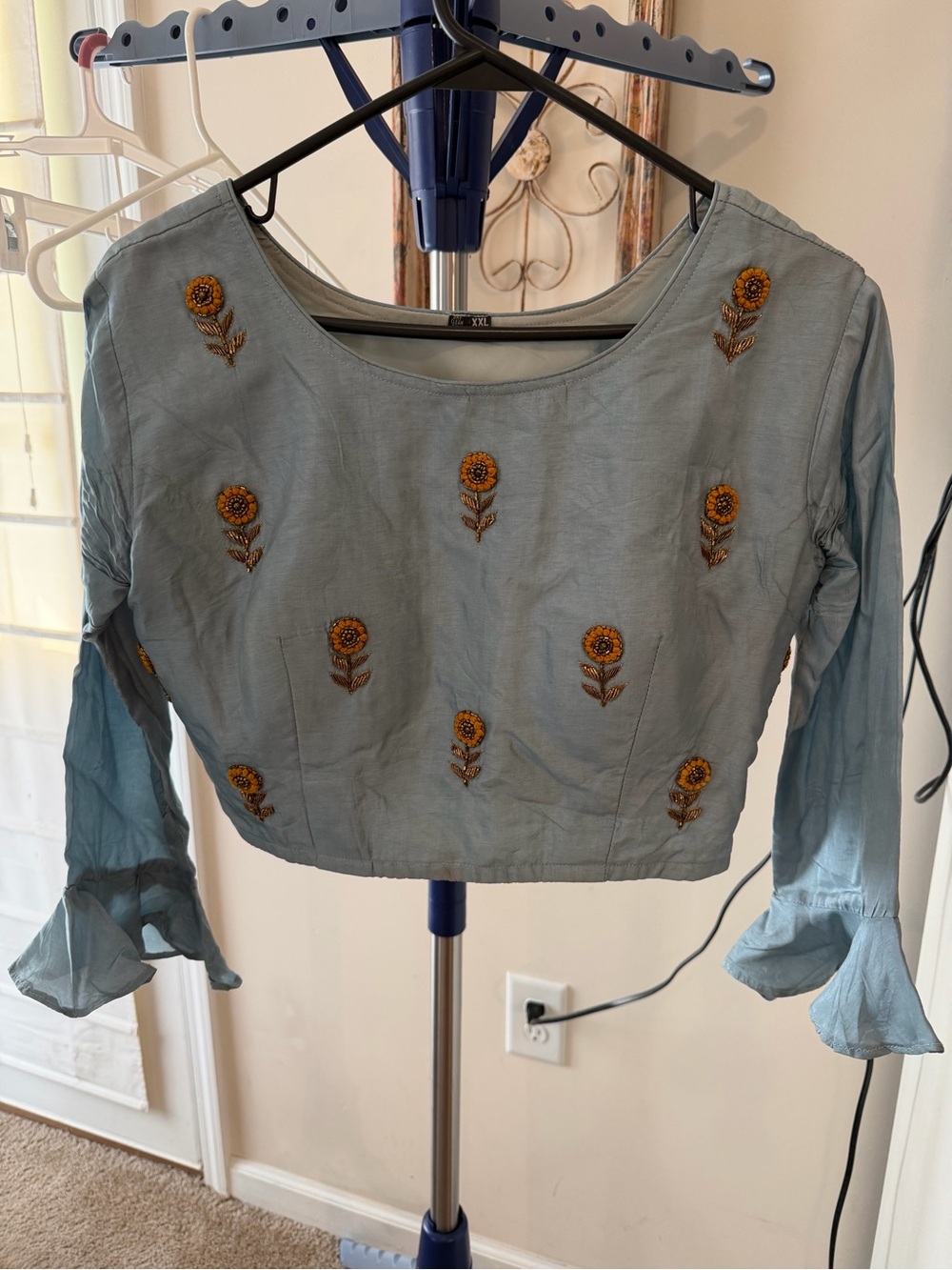 Light Blue Embroidered Floral Women’s Top